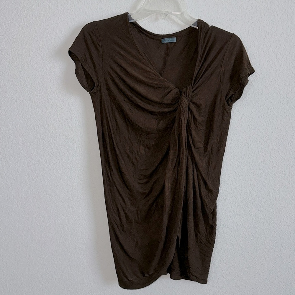 Anthropologie dark brown asymmetric blouse. Size M